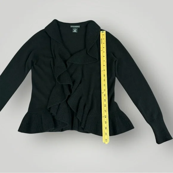 Sofia Cashmere Coquette Ruffled 100% Cashmere Cardigan Sz S Black - Picture 5 of 6